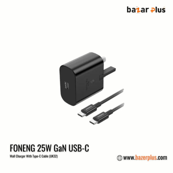 FONENG 25W GaN USB-C Wall Charger With Type-C Cable (UK32)