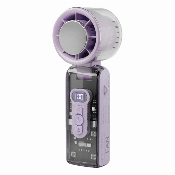 3-in-1 portable handheld turbo fan with an ice cooling plate.