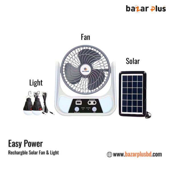 Easy Power 3-in-1 Multifunctional Rechargeable Solar Fan & Light