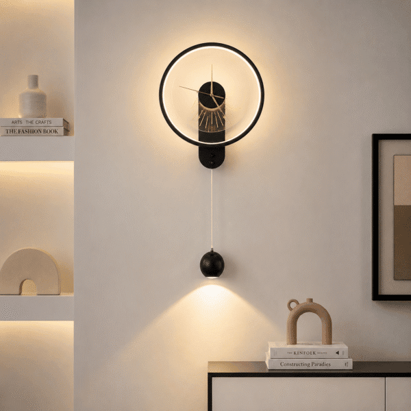 Modern LED Pendulum Wall Clock and Sconce Lamp